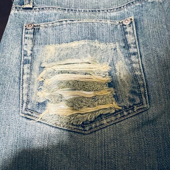 NEW VTG Seven 7 Blue Label Flare Jeans Denim Y2K Mid Rise 32 100% Cotton 35" - Picture 4 of 7